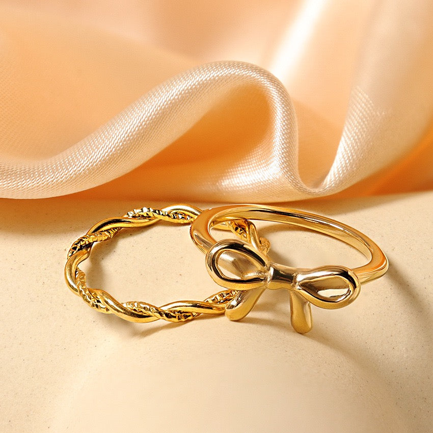 Cute bow ring set