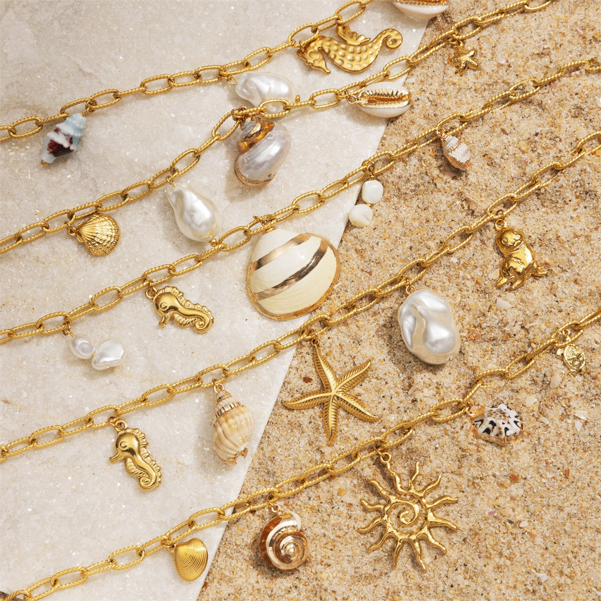 Natural shell charm necklace