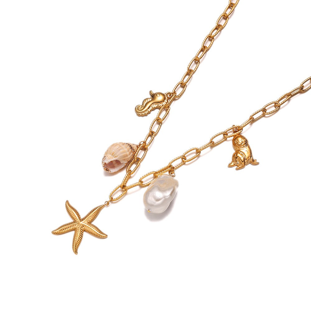 Natural shell charm necklace