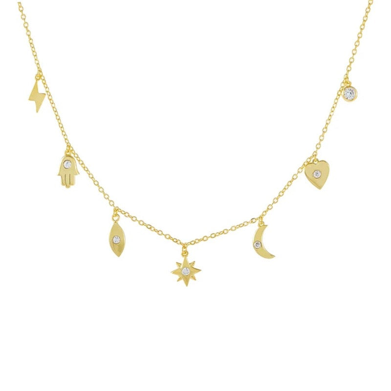 Sterling silver dainty charm necklace