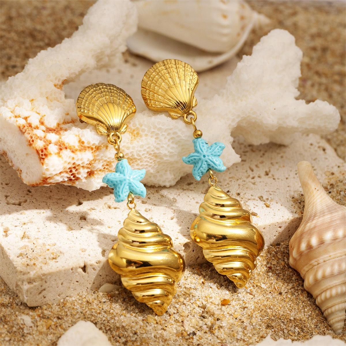 Blue shell earrings