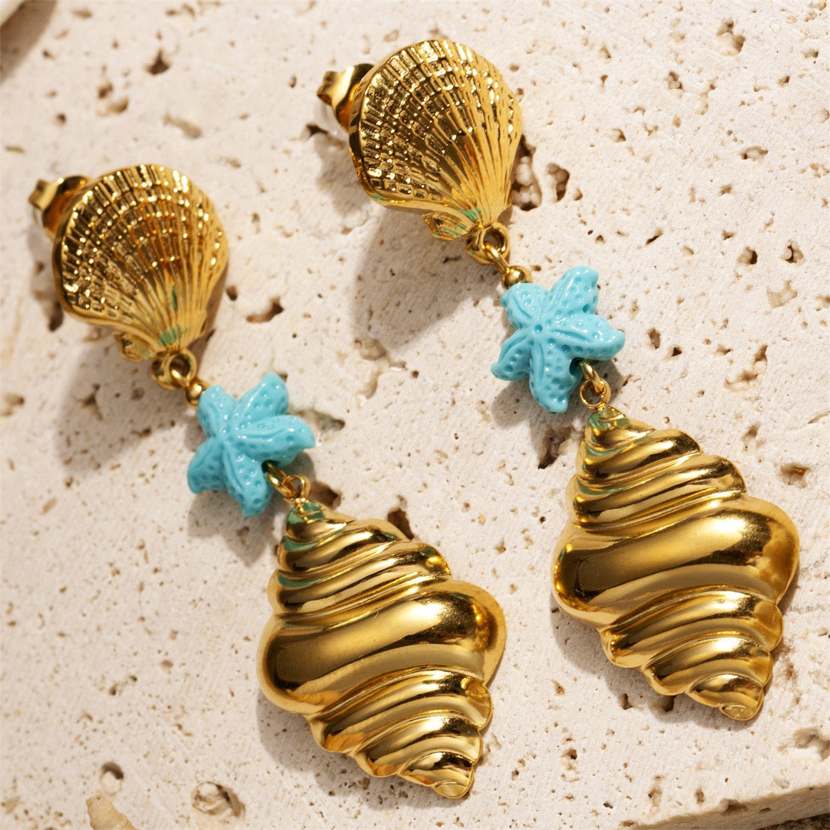 Blue shell earrings