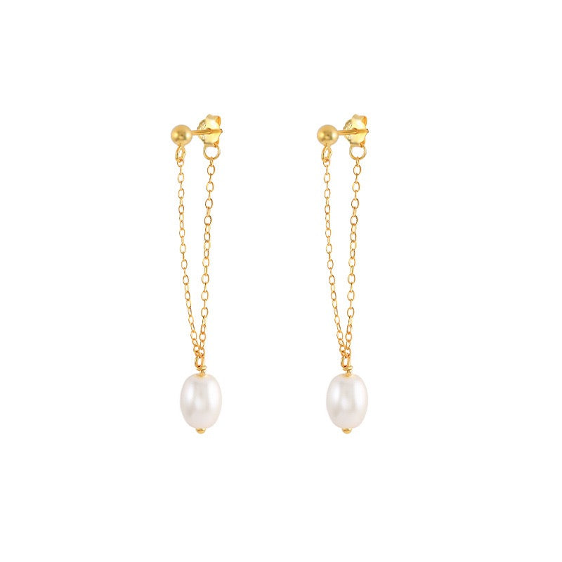 Dainty pearl hoops