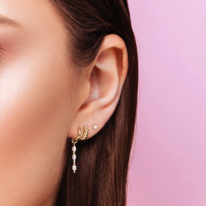 Dainty pearl hoops