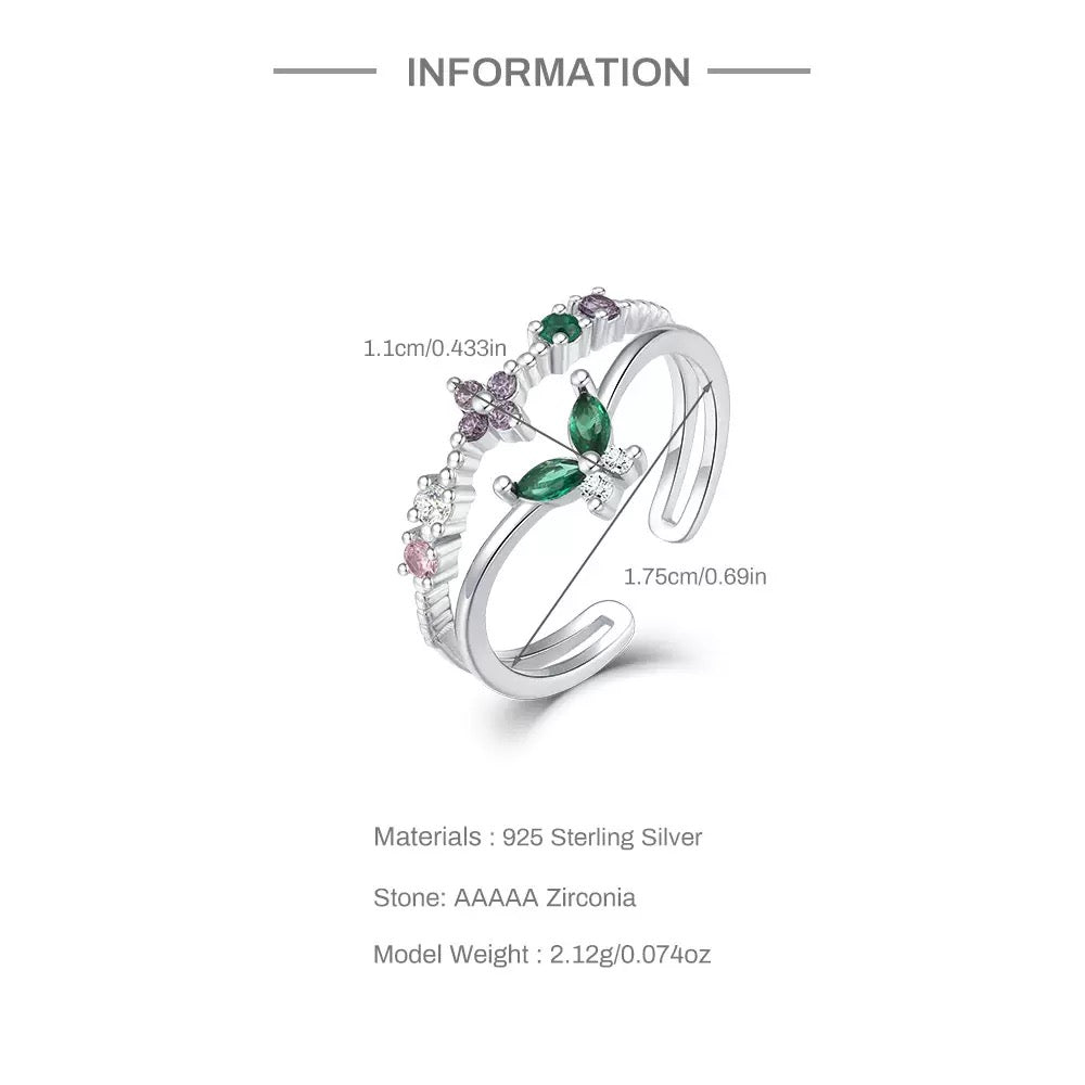 Butterfly dainty silver rings