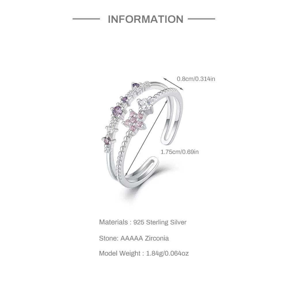 Butterfly dainty silver rings