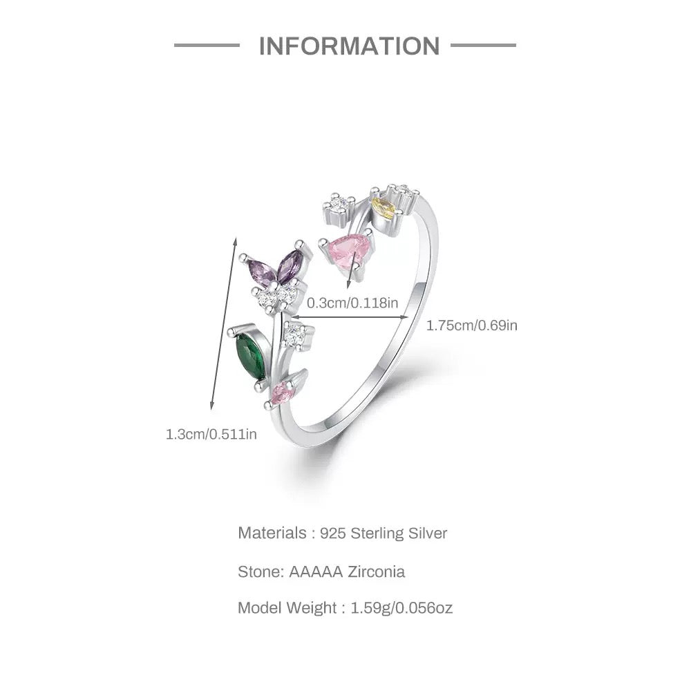 Butterfly dainty silver rings
