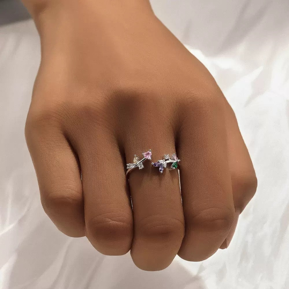 Butterfly dainty silver rings