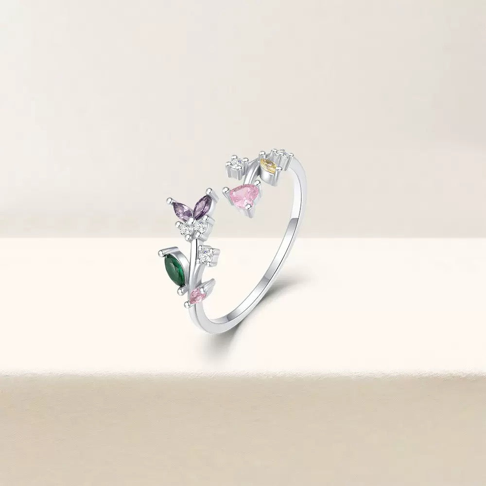 Butterfly dainty silver rings