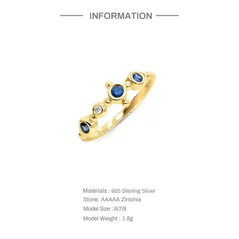 Sterling silver blue crown ring