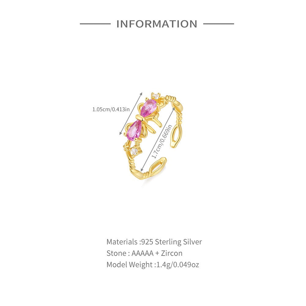Dainty butterfly sterling silver rings