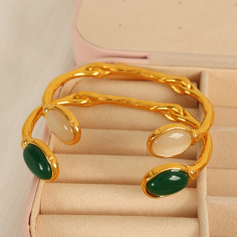 Double stone gold bangles