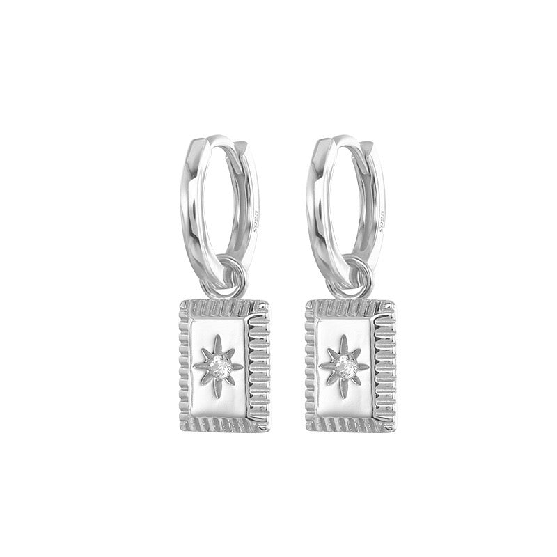 Dainty square star hoops