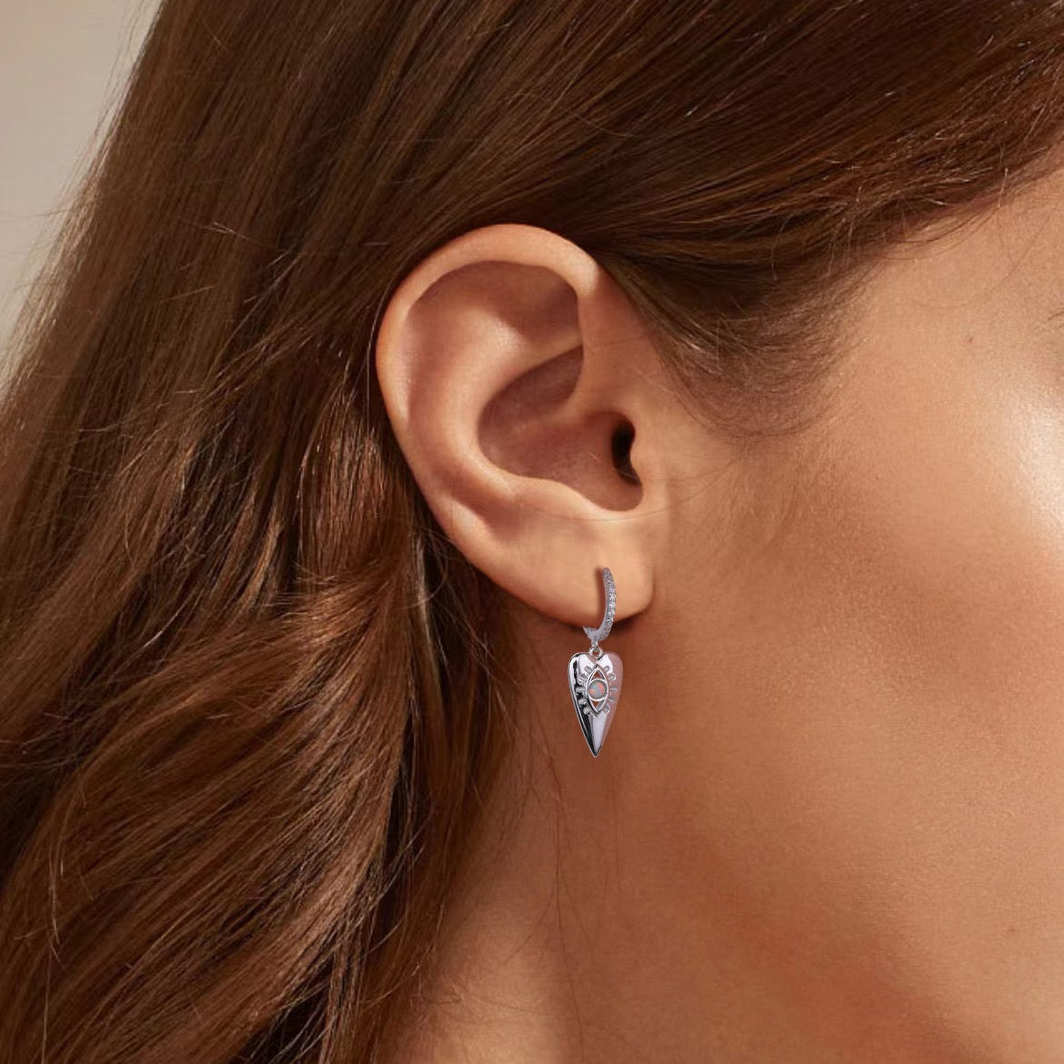 Judith Opal heart long hoops