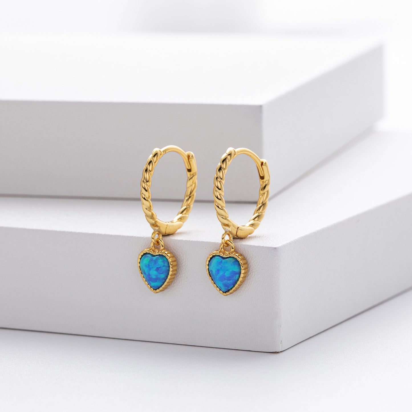 Lilliana Opal heart hoops