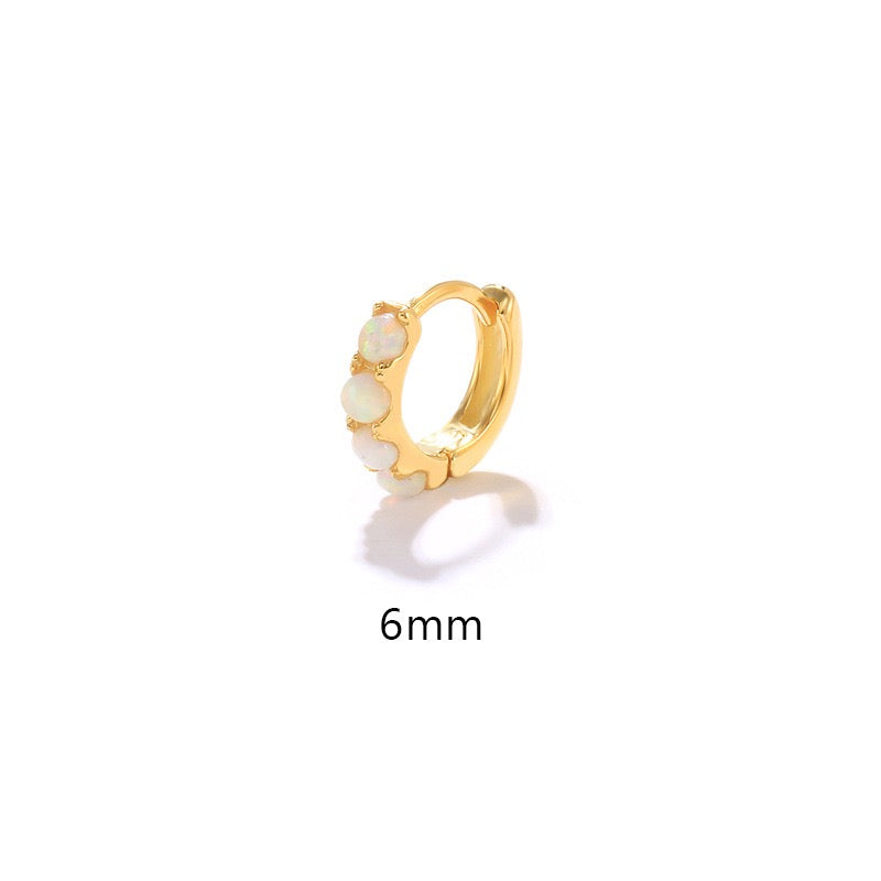 Dainty opal hoops