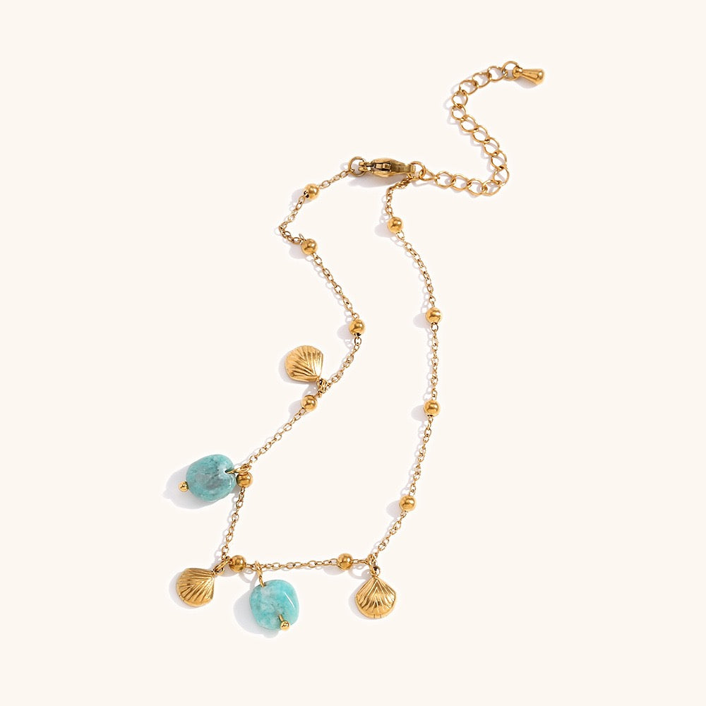 Blue shell charm anklets