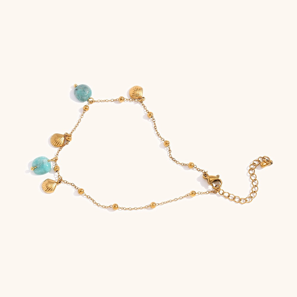 Blue shell charm anklets