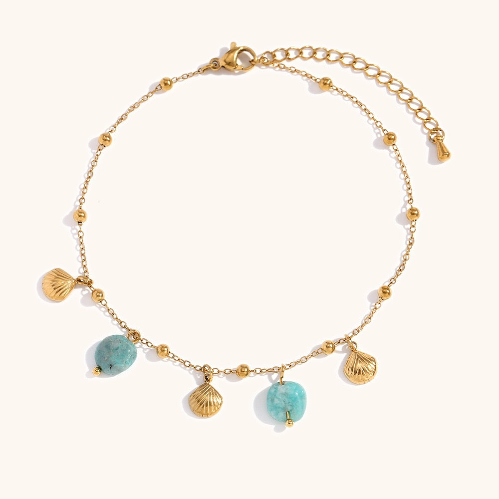 Blue shell charm anklets
