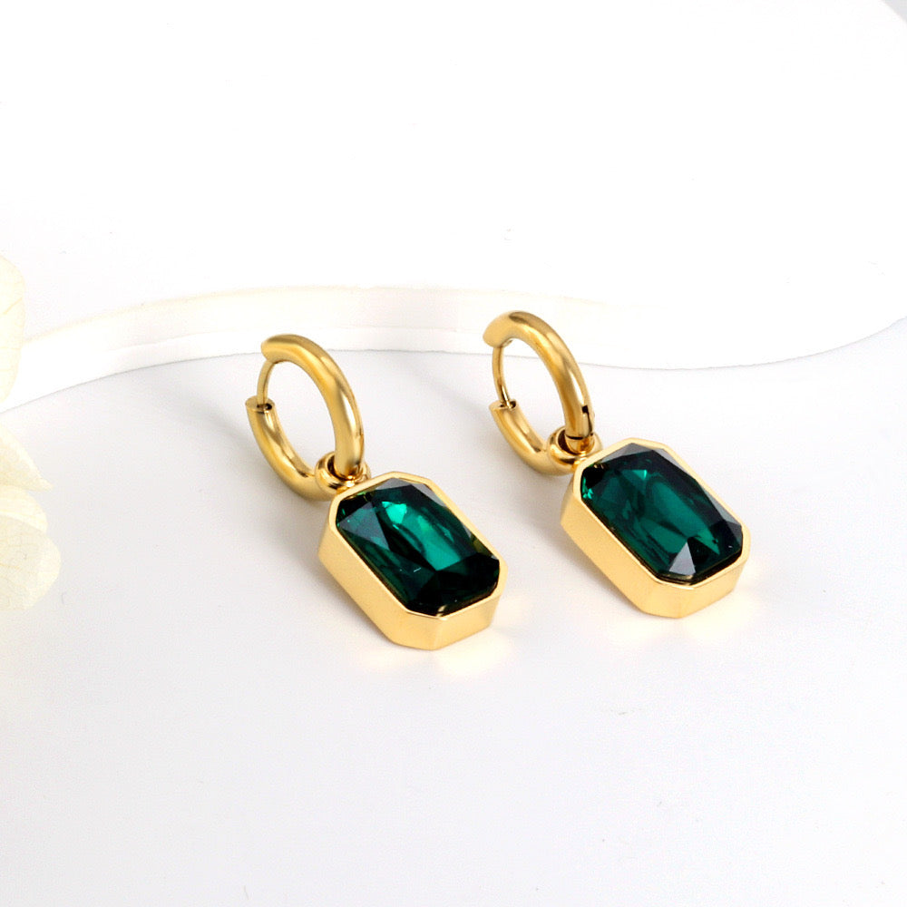 Depp Green gem earrings