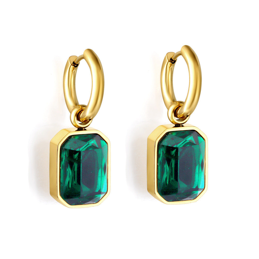 Depp Green gem earrings
