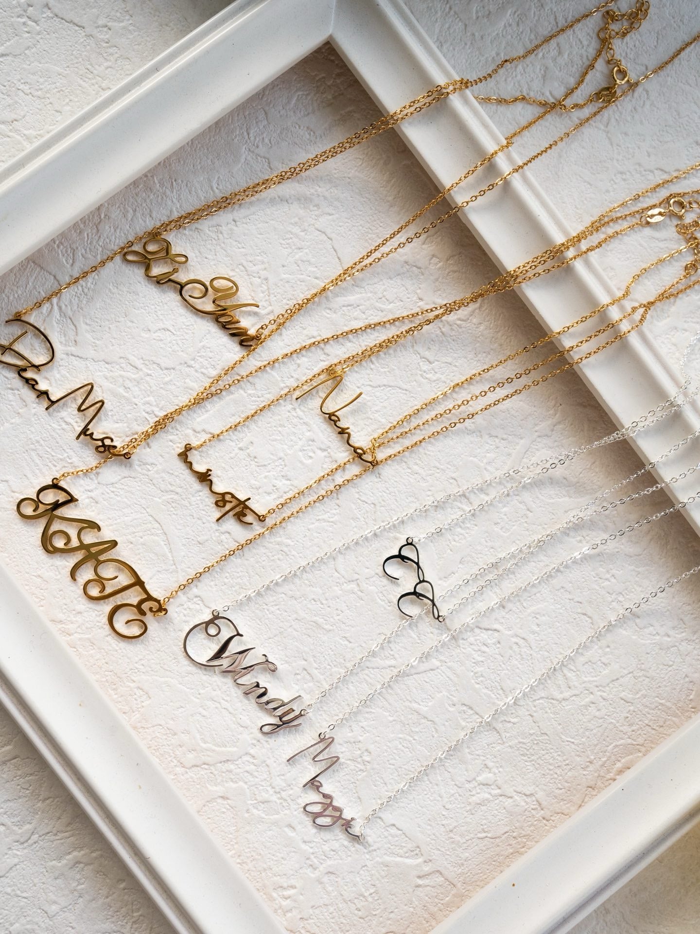 A customized name necklace sterling silver
