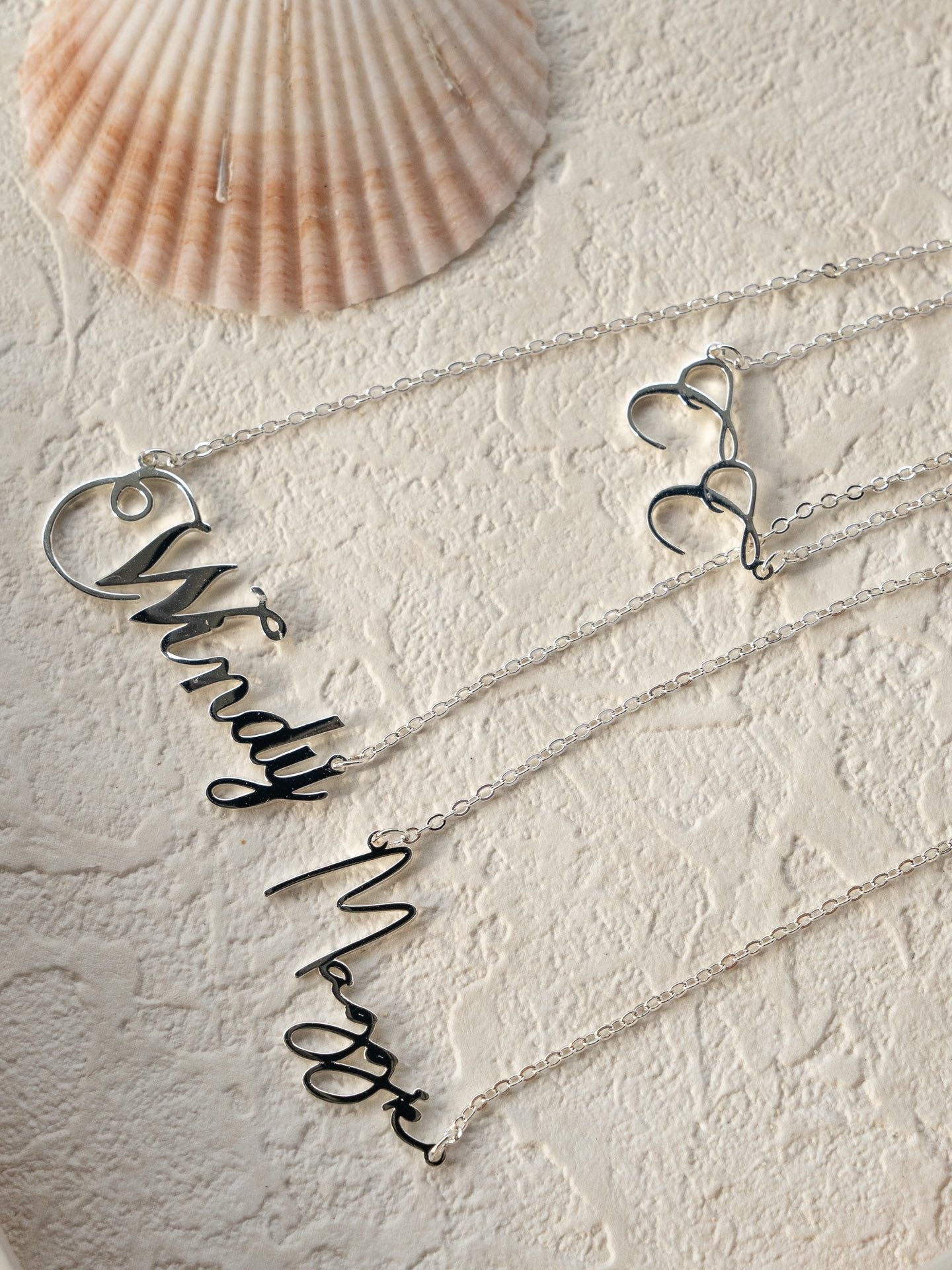 A customized name necklace sterling silver