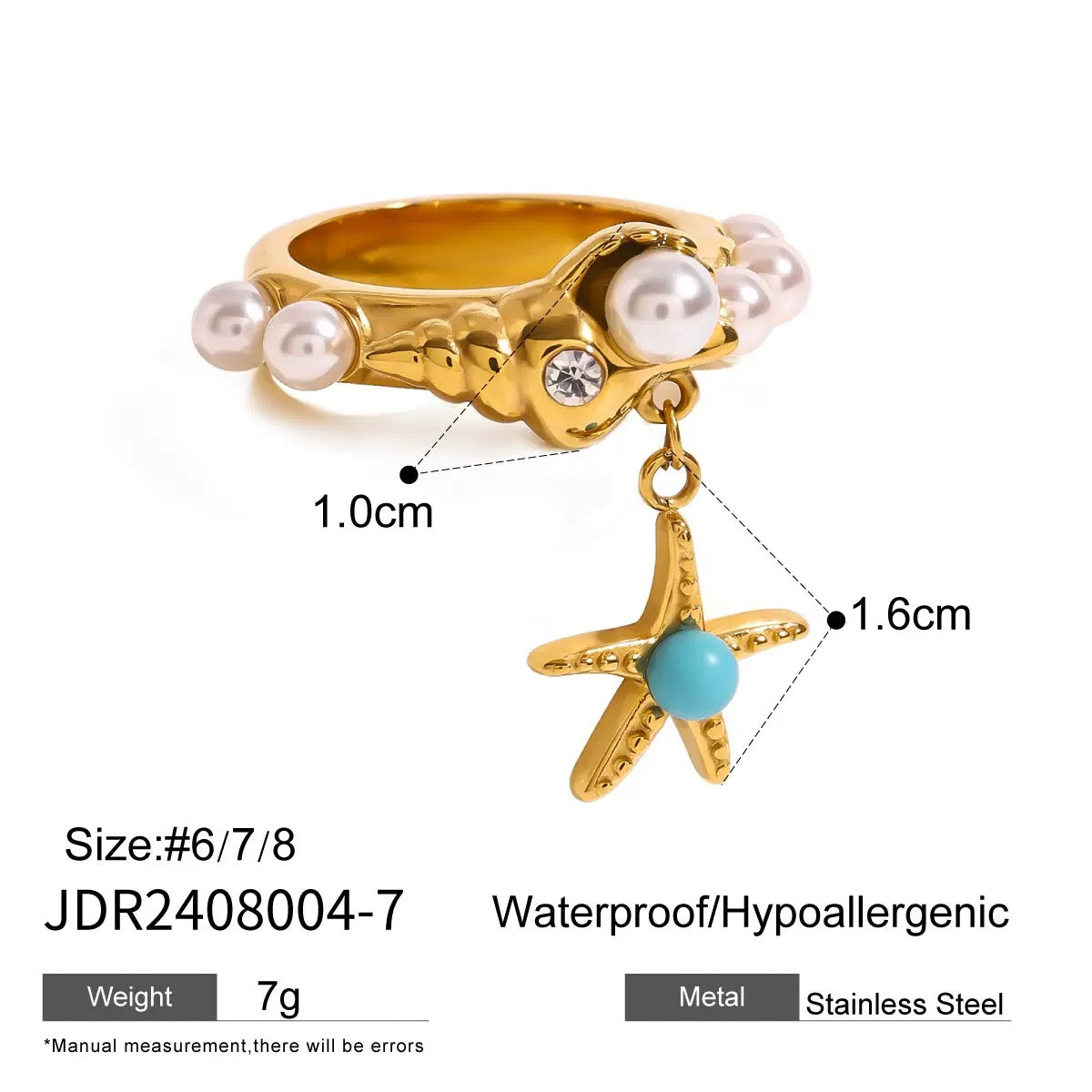 Ficia Blue starfish rings