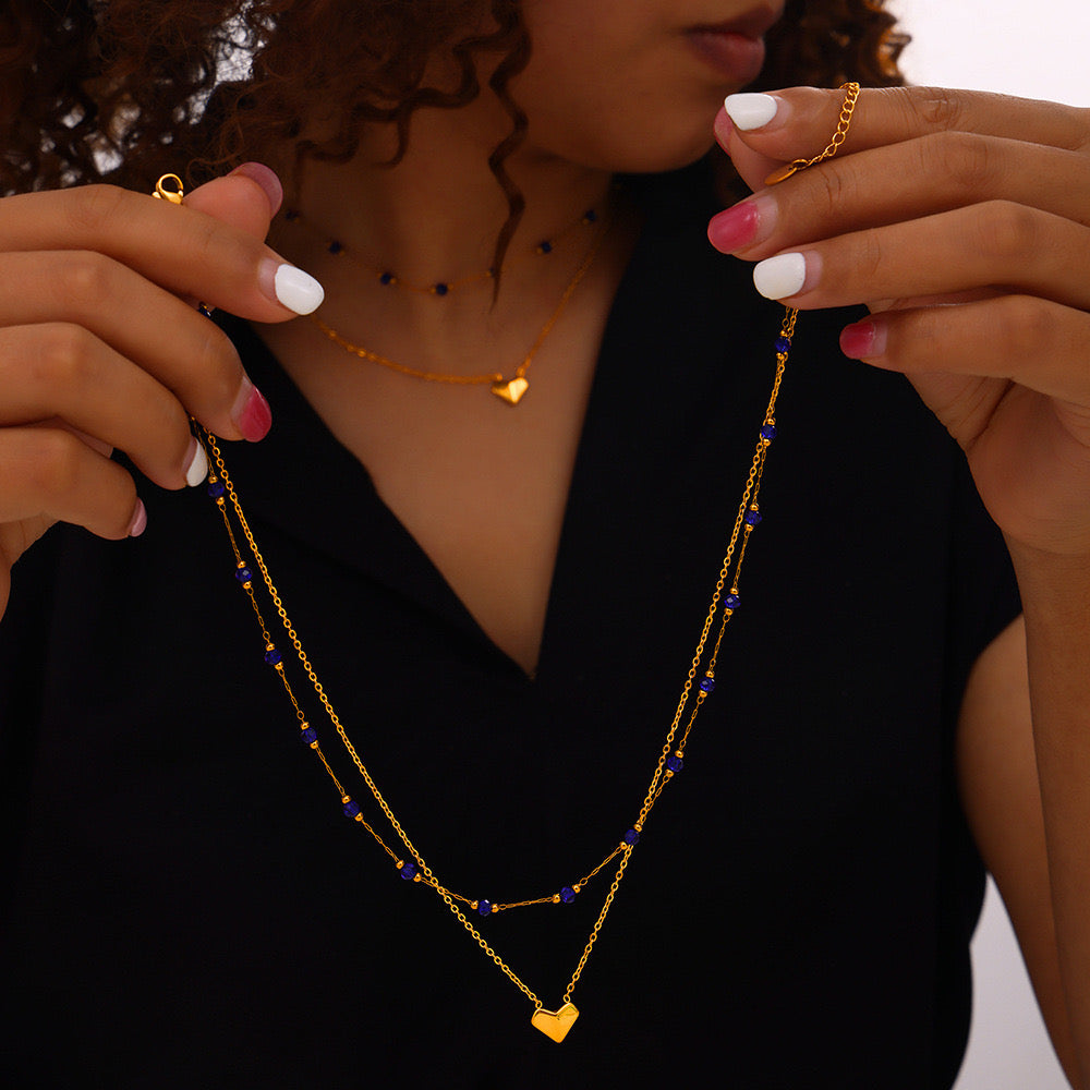 Alina Blue stone double layer necklace