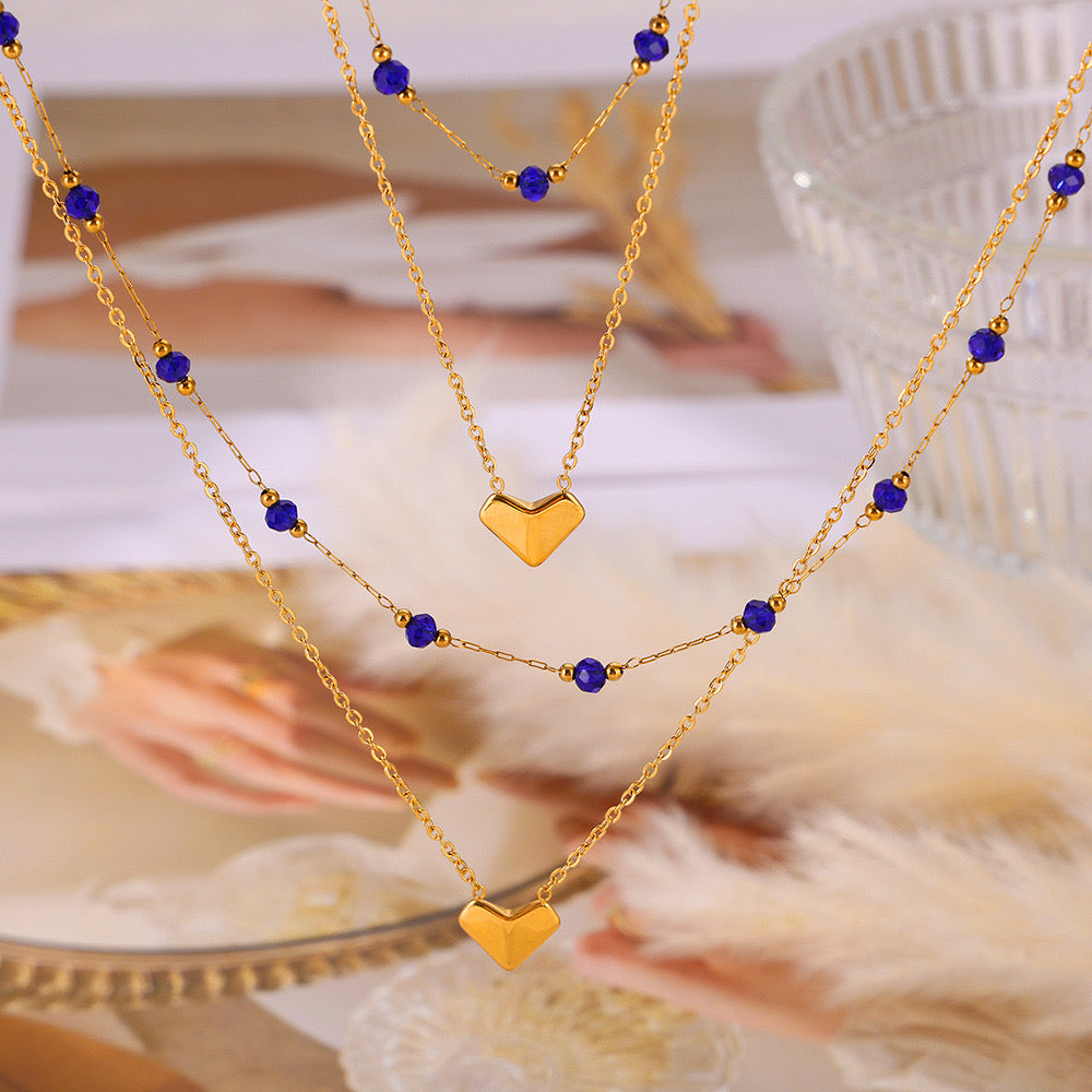 Alina Blue stone double layer necklace