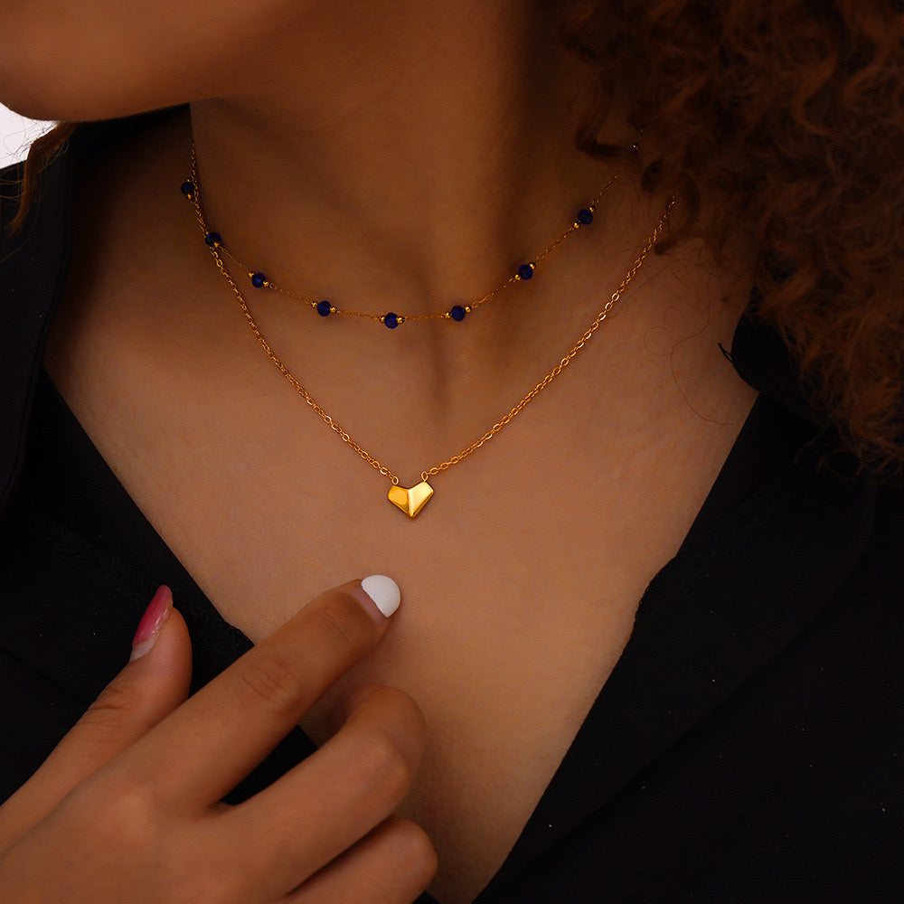 Alina Blue stone double layer necklace