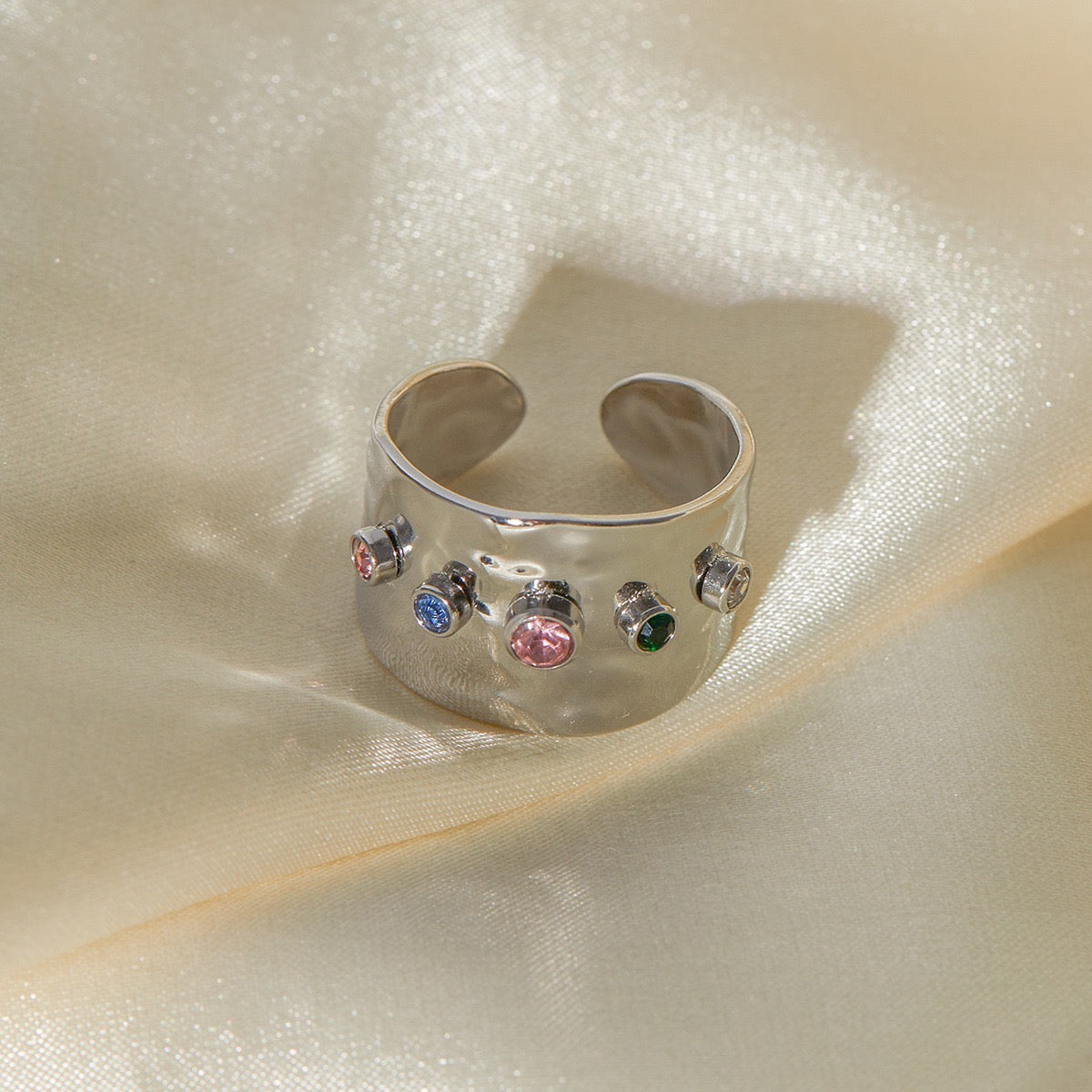 Rainbow stone band rings