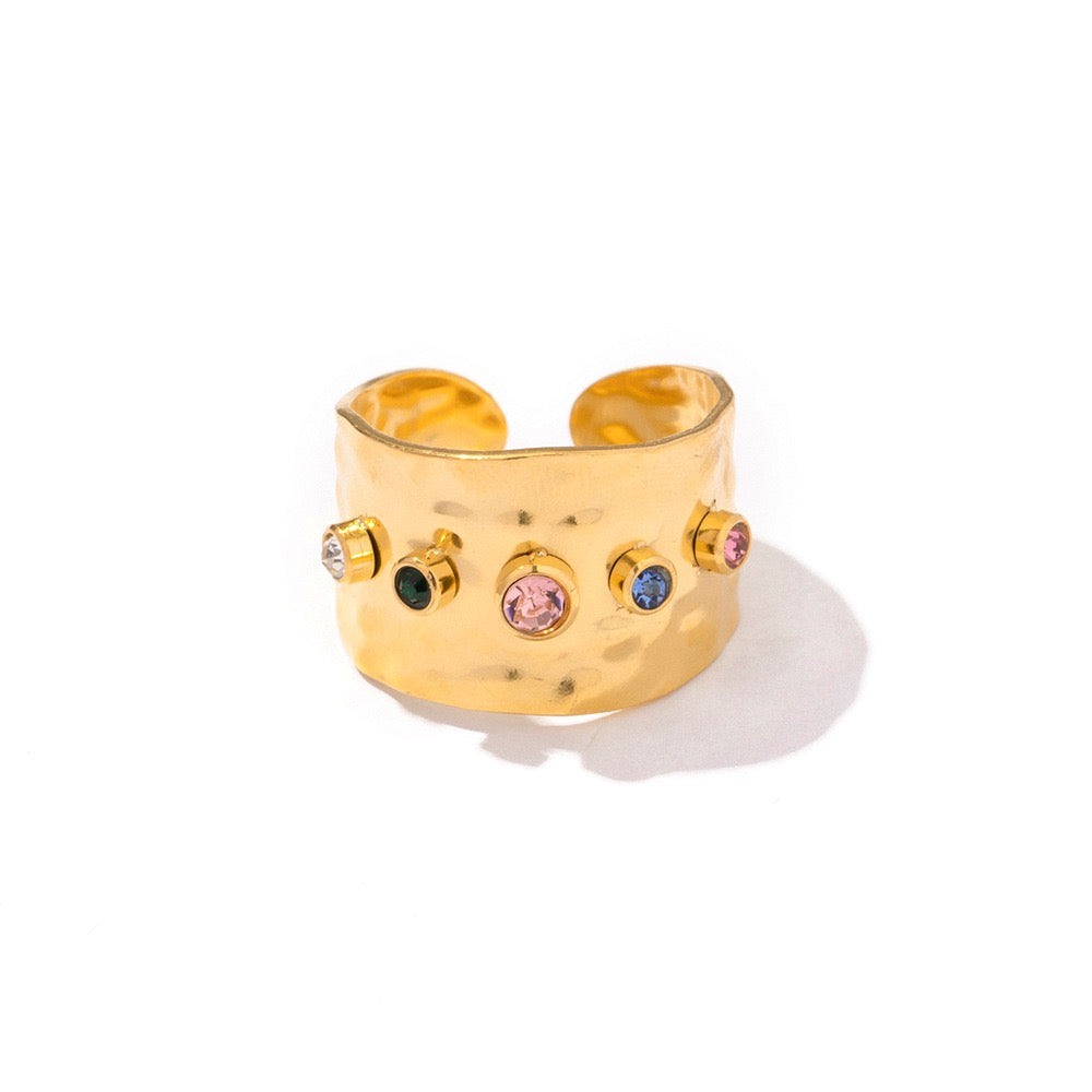 Rainbow stone band rings