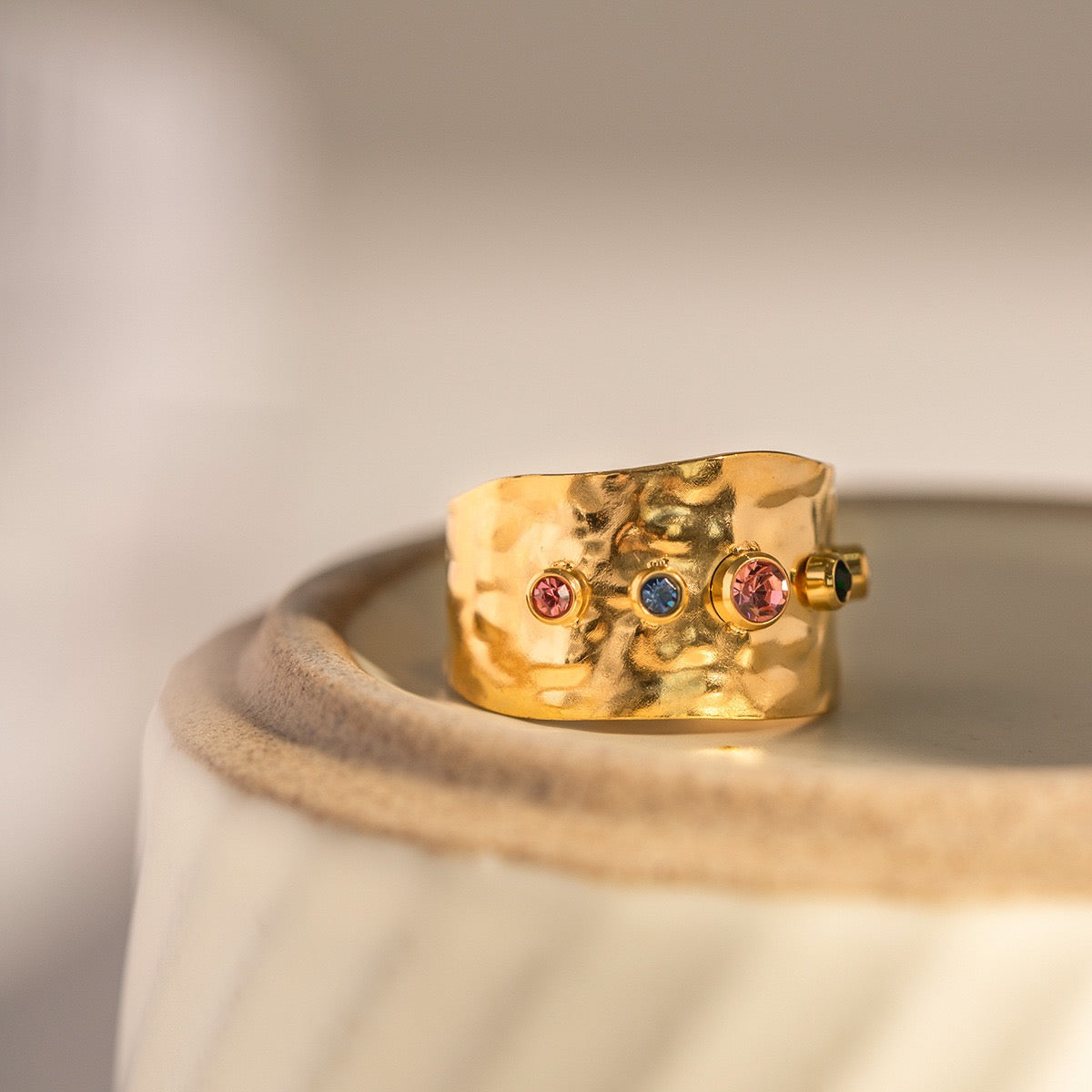 Rainbow stone band rings