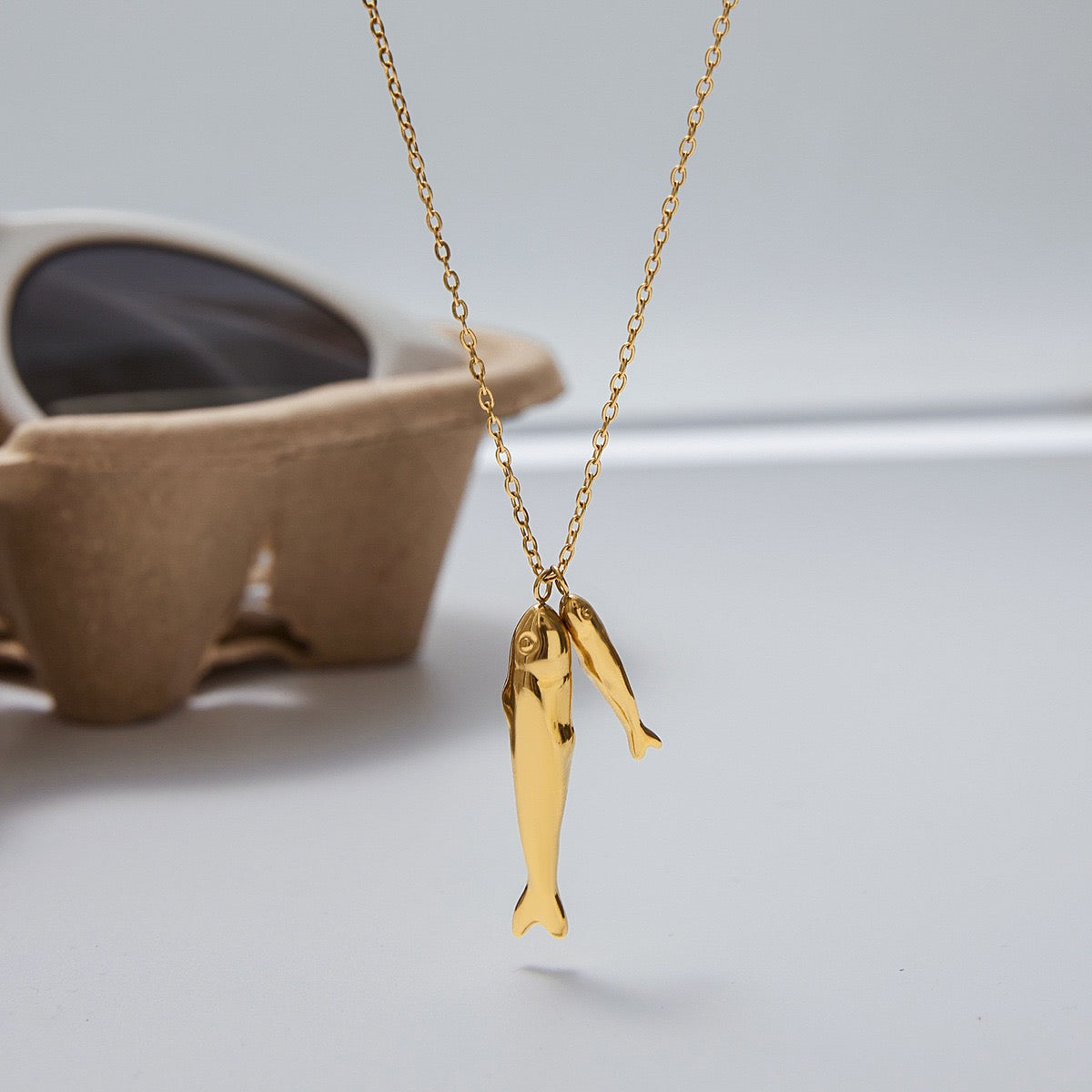 Double fish necklace
