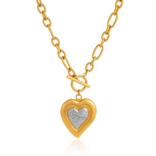 Two tones heart necklace