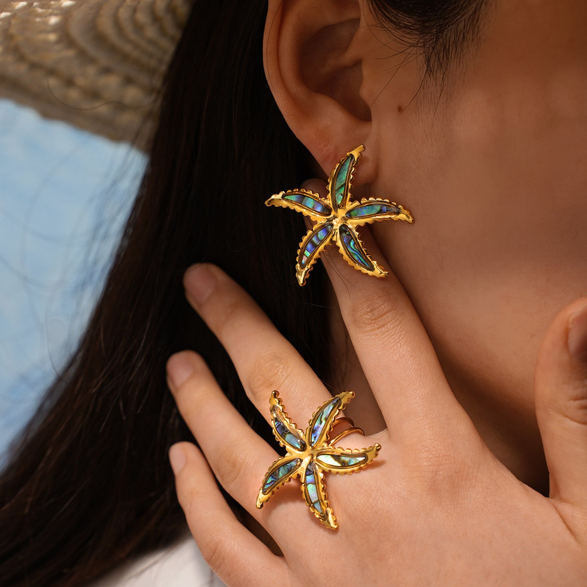 Blue ocean starfish earrings