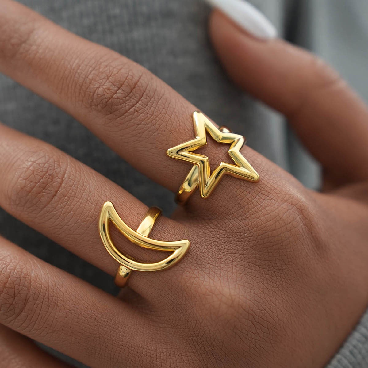 Moon and star rings