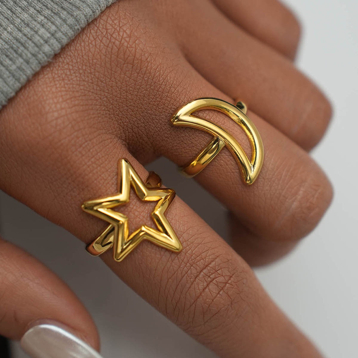 Moon and star rings