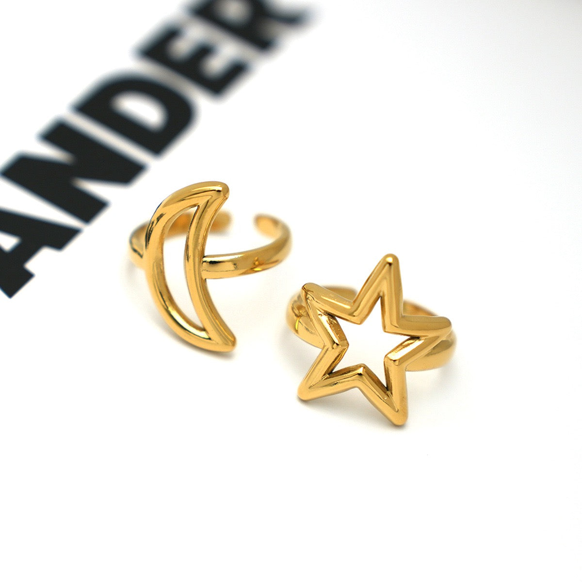 Moon and star rings