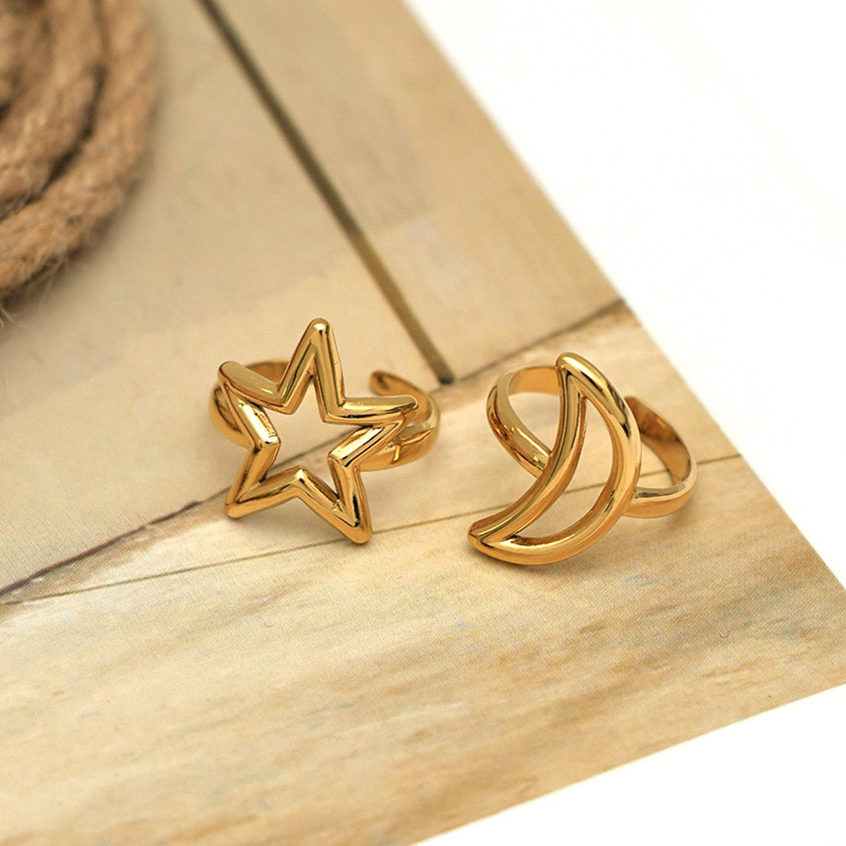 Moon and star rings