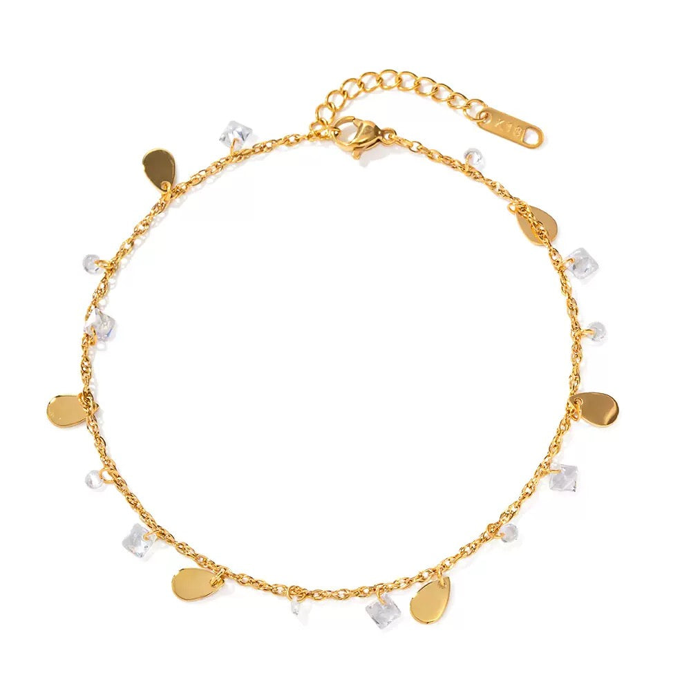 Crystal gold anklets