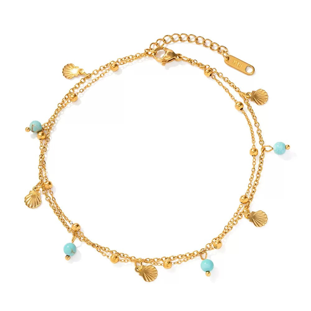 Blue turquoise shell anklets