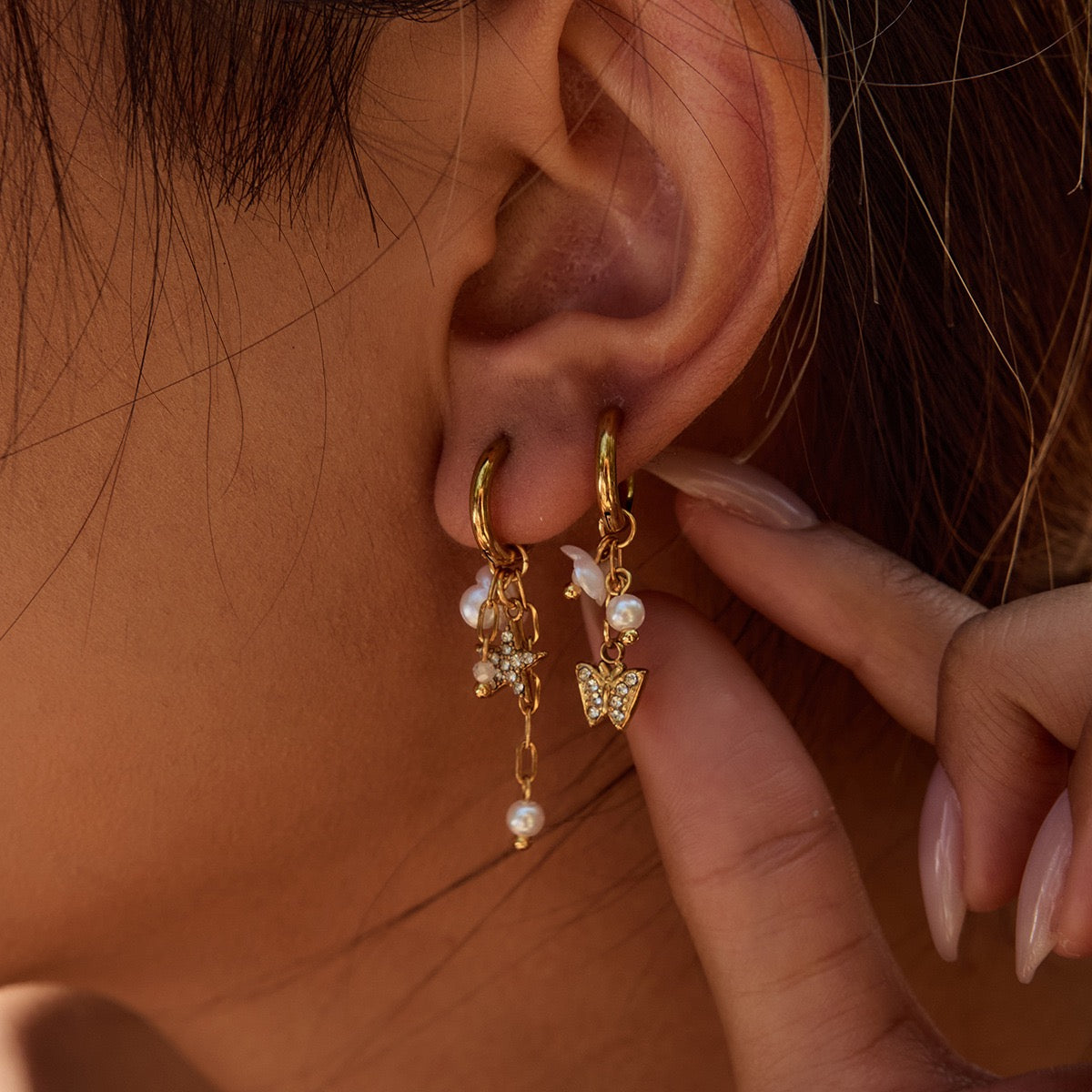White dainty butterfly flower hoops