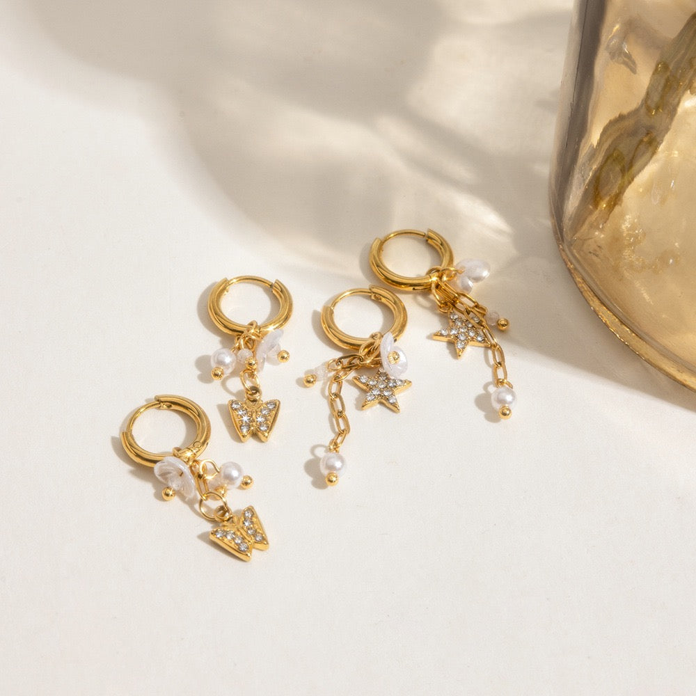 White dainty butterfly flower hoops