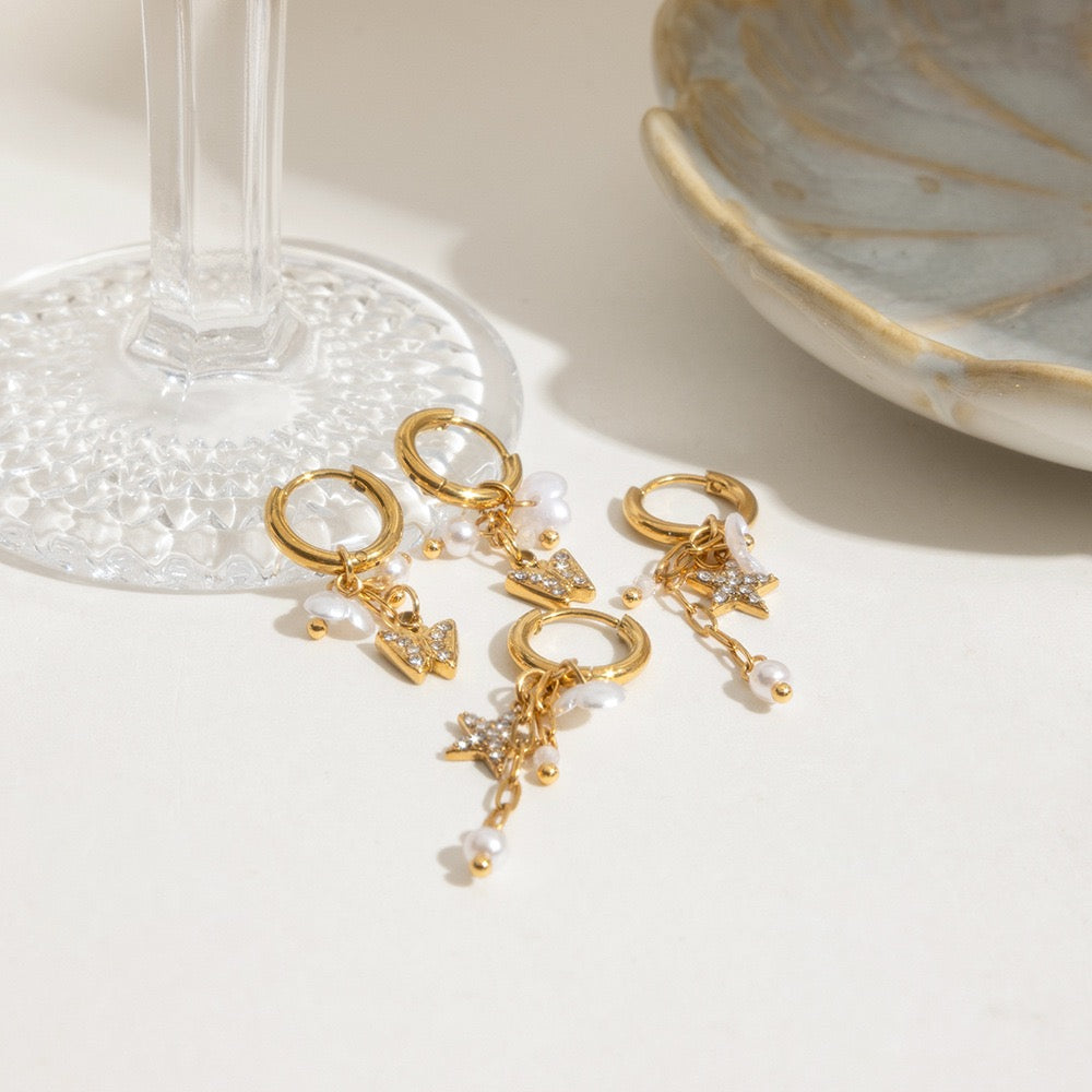 White dainty butterfly flower hoops
