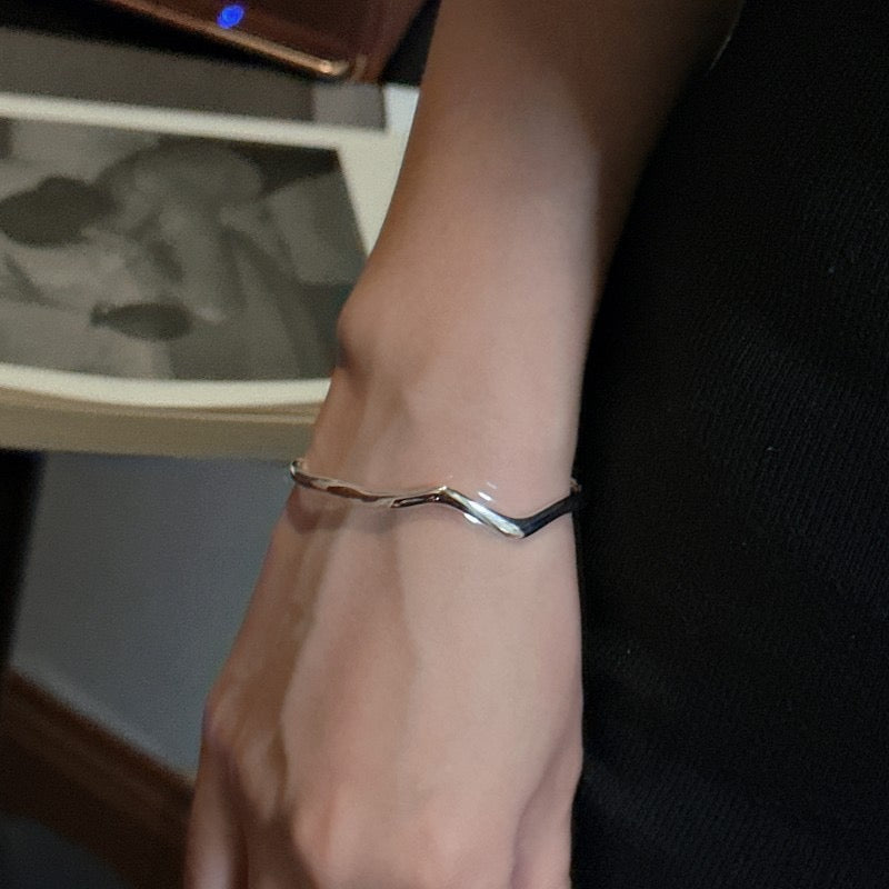 Sterling silver wave bangle