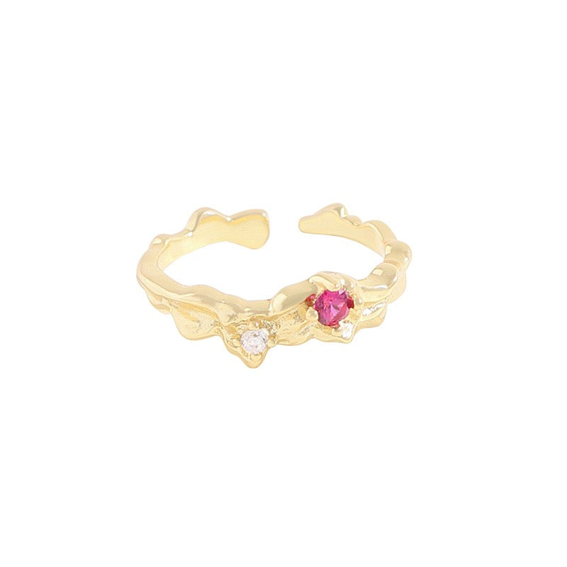 Rosy pink silver ring
