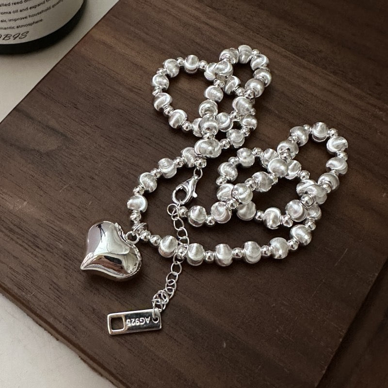Cateye sterling silver heart necklace