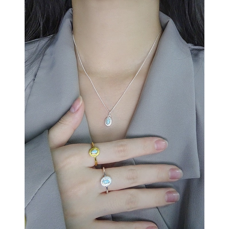 Opal gold sun ring